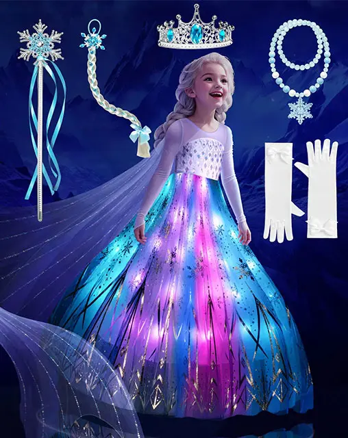 Colorful Light Up Princess Dress Set for Girls – LED Costume for Party and Dress Up