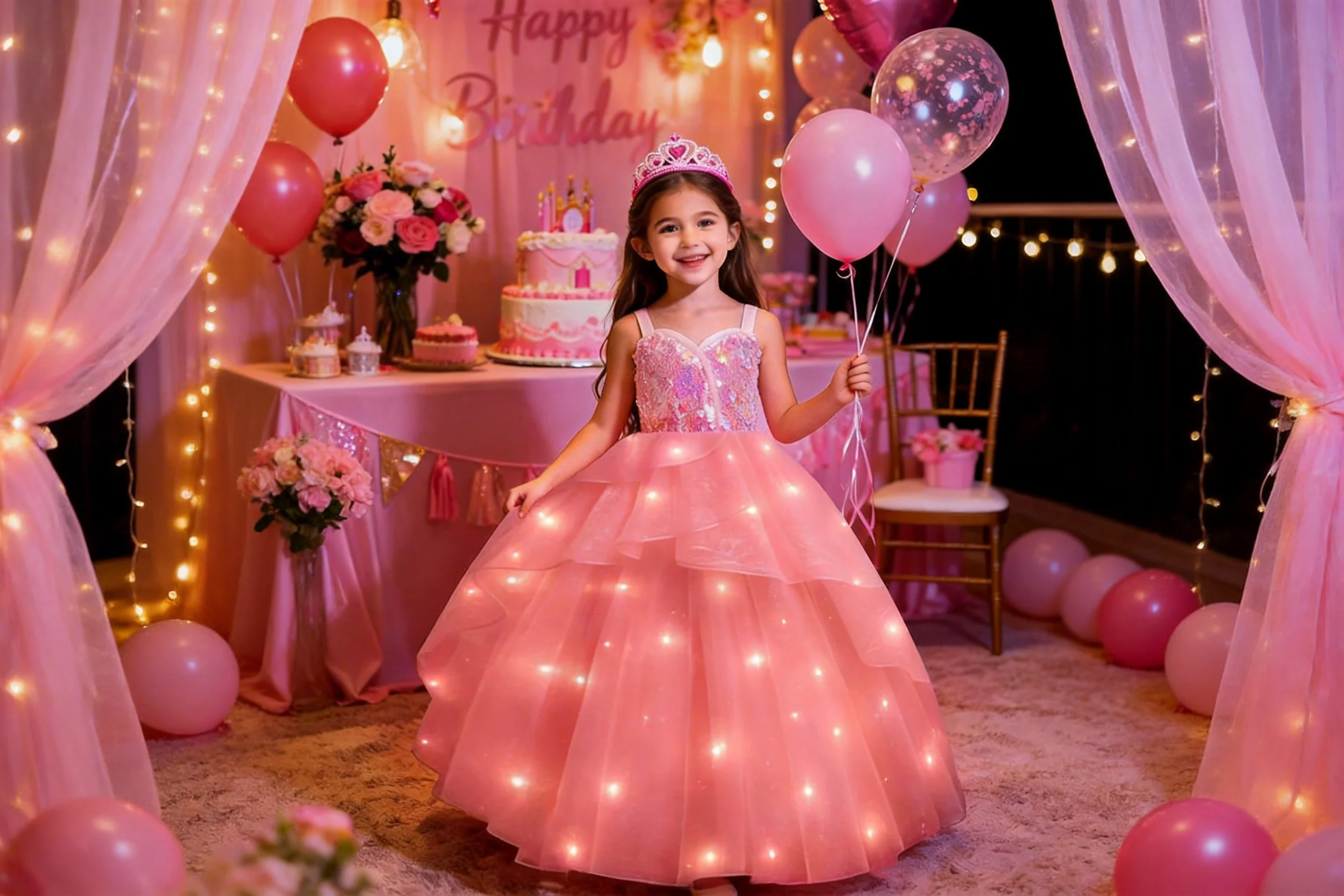 Pink Light Up Fairy Costume for Girls – Bubble Tulle Dress